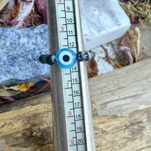 Alquimia Blue and Black obsidian Evil Eye Ring